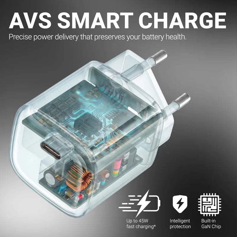 Crong NEO GaN įkroviklis – USB-C 40W PD įkroviklis su AVS (baltas)