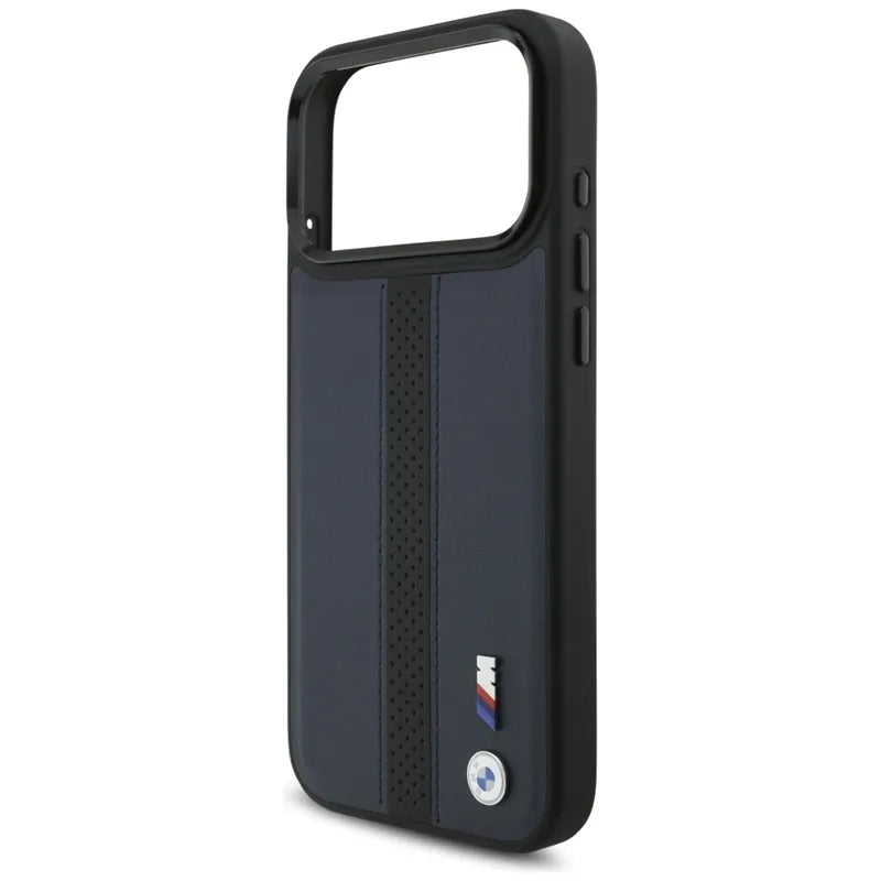 BMW M Perforated Stripe Logo MagSafe – iPhone 17 Pro Max dėklas (tamsiai mėlynas)