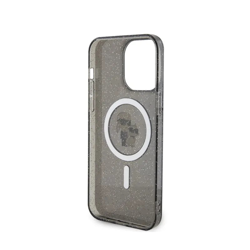 Karl Lagerfeld Karl & Choupette Glitter Magsafe - Dėklas, skirtas iPhone 15 Pro Max (juodas)