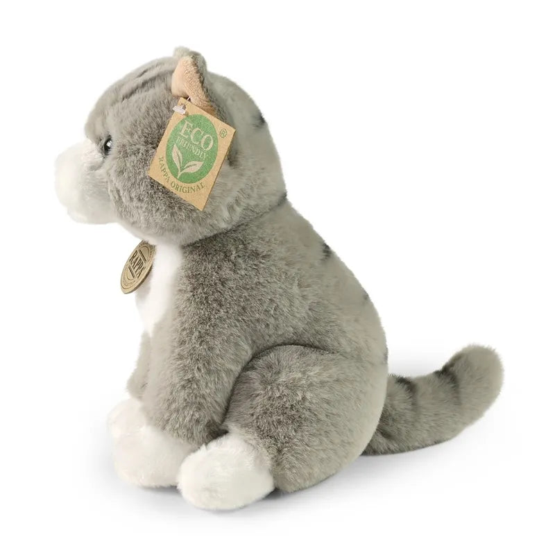 Rappa – Pliušinis tikroviškas sėdinčios pilkos katės žaislas 23 cm Eco-Friendly Soft Collection