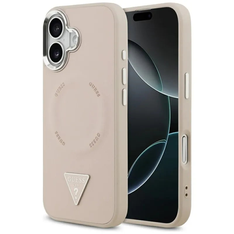 Guess Triangle Logo MagSafe – Dėklas iPhone 17 (Rožinis)