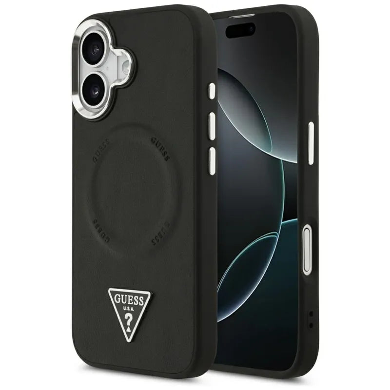 Guess Triangle Logo MagSafe – dėklas iPhone 17 (juodas)