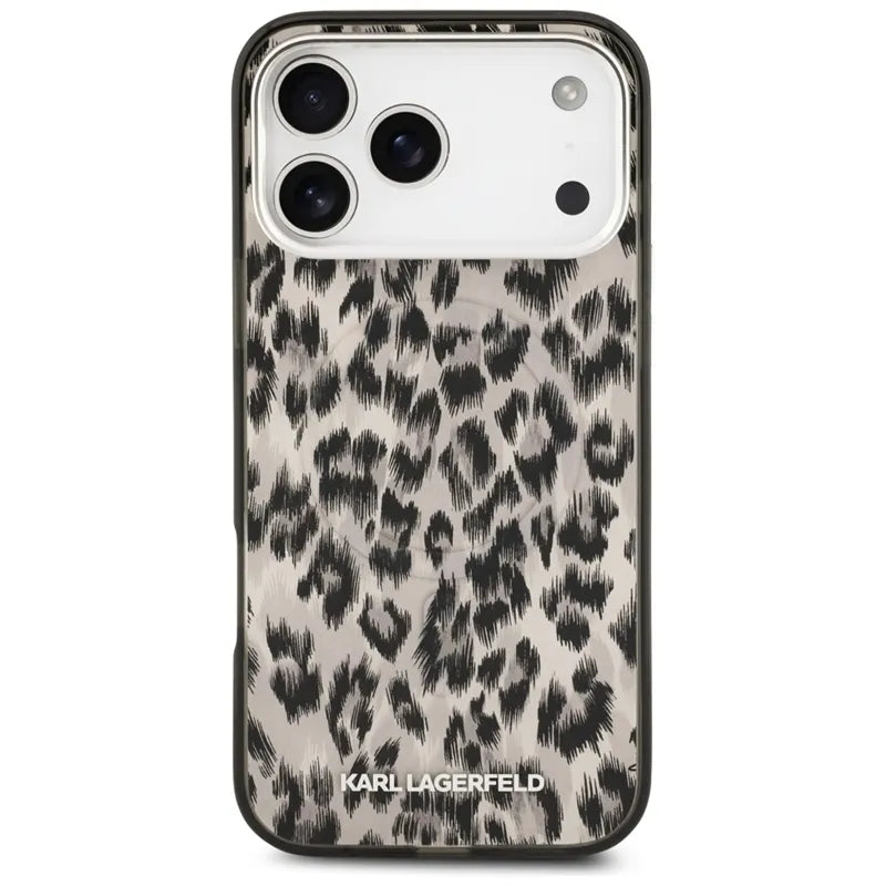 Karl Lagerfeld IML Leopard Pattern MagSafe – dėklas, skirtas iPhone 17 Pro Max (rudas)