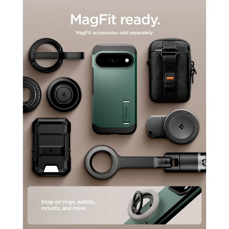 Spigen Tough Armor Mag MagSafe – dėklas Google Pixel 11 Pro (Abyss Green)