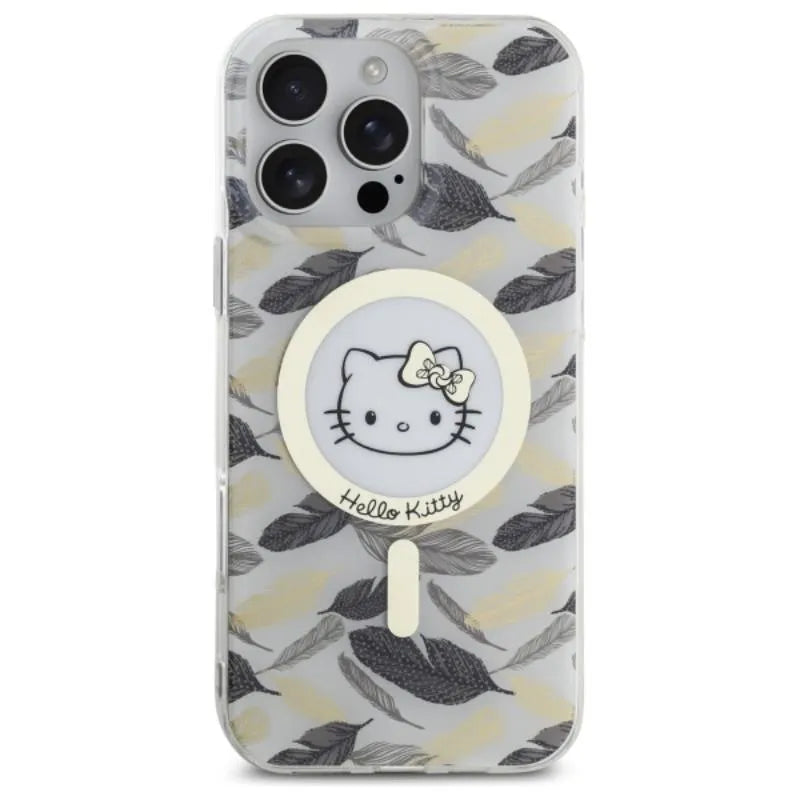Hello Kitty IML Golden Leaves MagSafe – Dėklas, skirtas iPhone 16 Pro Max (baltas)