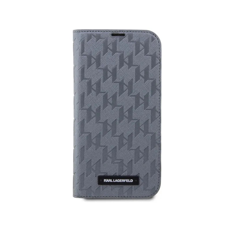 Karl Lagerfeld Booktype Saffiano Monogram – Dėklas iPhone 14 (Sidabrinis)