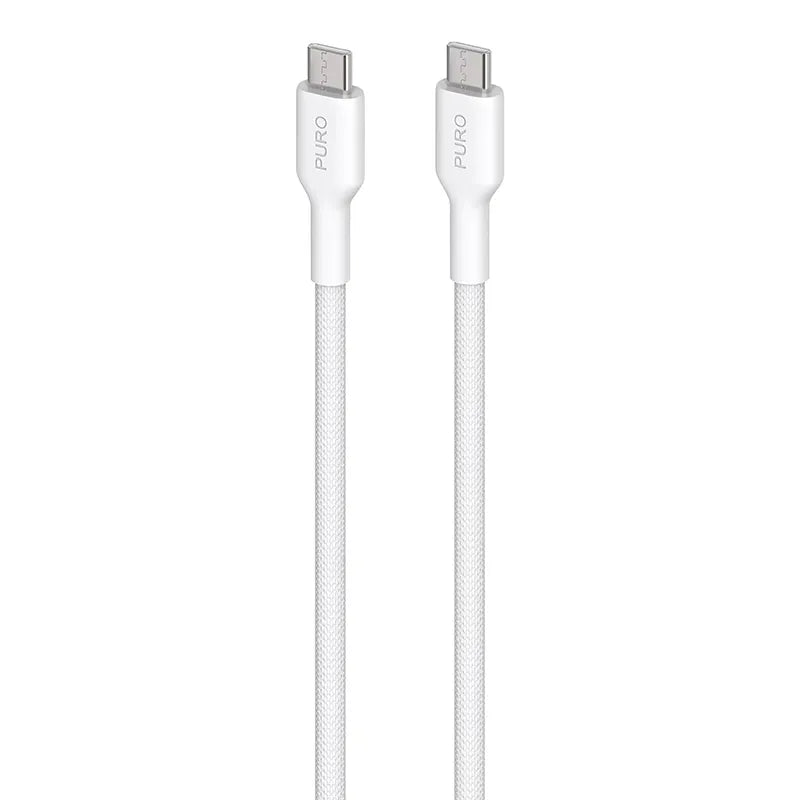 PURO Fabric - itin tvirtas pintas USB-C į USB-C laidas 1,2 m (baltas)