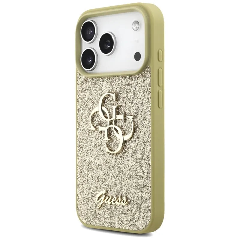 Guess Fixed Glitter Big 4G - Dėklas iPhone 17 Pro (auksinis)