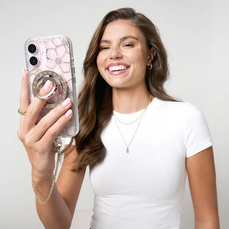 Case-Mate Floral Gems MagSafe – dėklas „iPhone 16 Plus“ (auksinis)