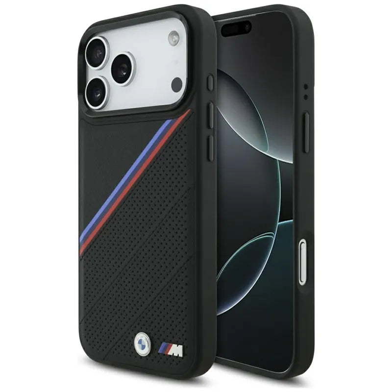 BMW M Tricolor Metal Logo MagSafe - iPhone 17 Pro Max dėklas (juodas)