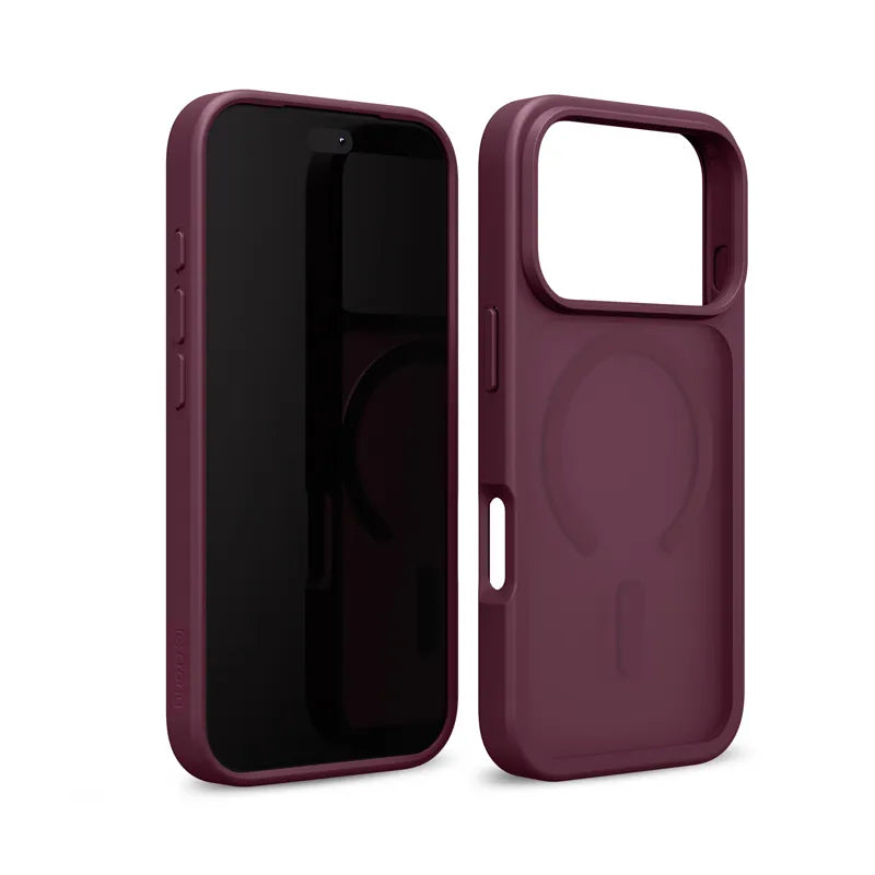 Crong Hybrid Matte Magnetic – MagSafe dėklas, skirtas iPhone 17 Pro Max (bordo)