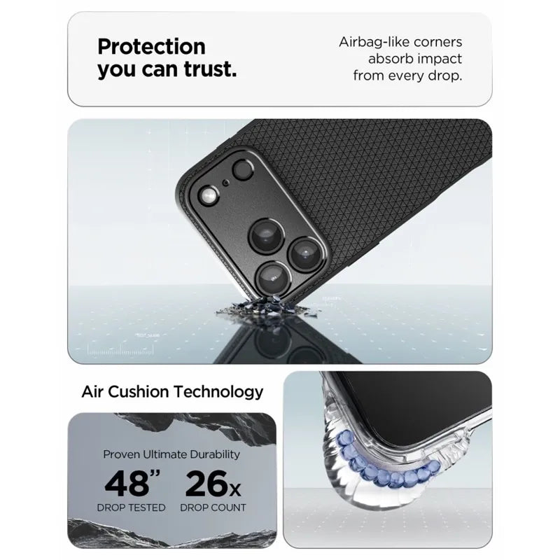 Spigen Liquid Air – dėklas, skirtas iPhone 18 Pro / 17 Pro (matinė juoda spalva)