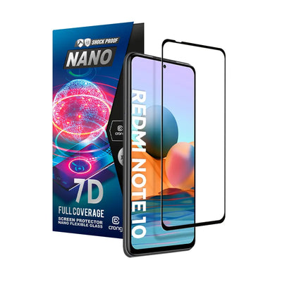 Crong 7D Nano Flexible Glass - Nedužtantis 9H hibridinis stiklas visam Xiaomi Redmi Note 10 5G ekranui