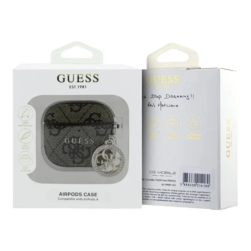 „Guess 4G Strass Charm“ – „AirPods 4“ dėklas (rudas)
