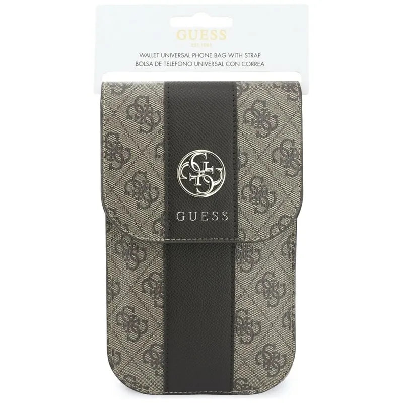 Guess 4G & Classic Logos Stripe Strap – telefono rankinė (ruda)