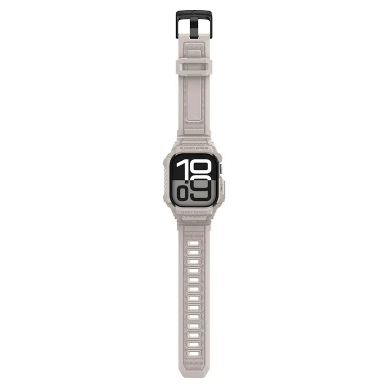 Spigen Rugged Armor Pro V2 – dirželis su korpusu, skirtas Apple Watch 10/11 46 mm (Dune Beige)