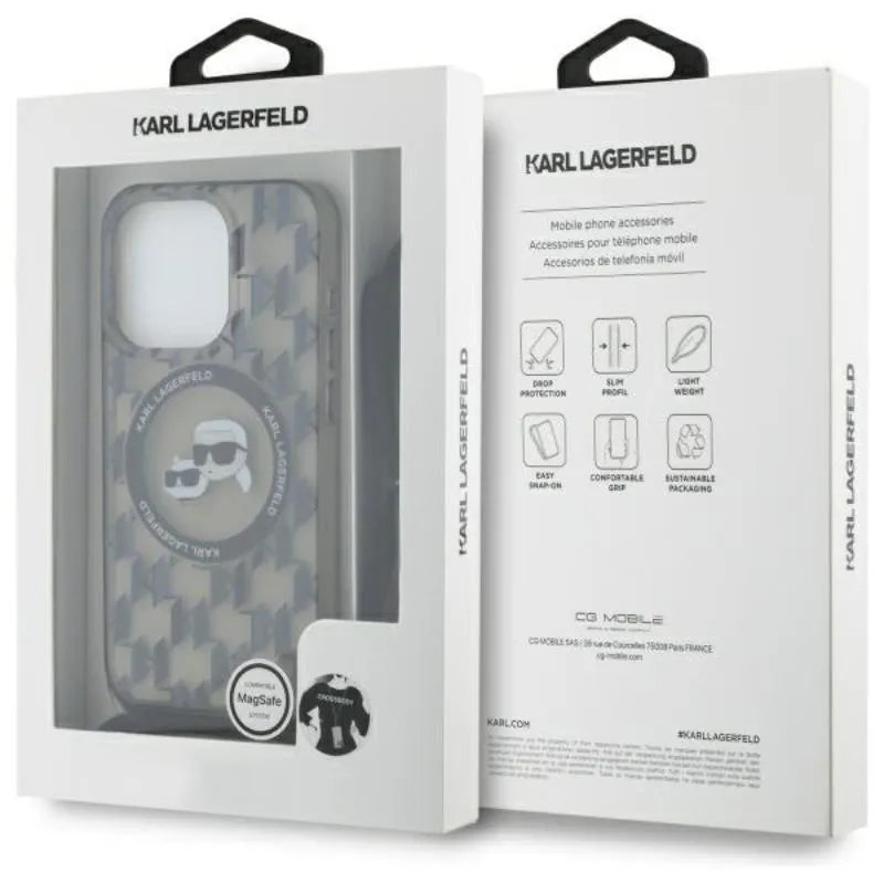 Karl Lagerfeld IML Crossbody Monogram Karl & Choupette Head MagSafe – dėklas „iPhone 16 Pro“ telefonui (juodas)
