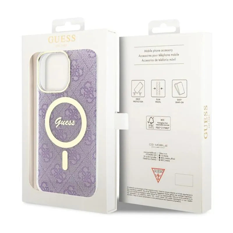 Guess 4G MagSafe – dėklas iPhone 14 Pro Max (violetinis)
