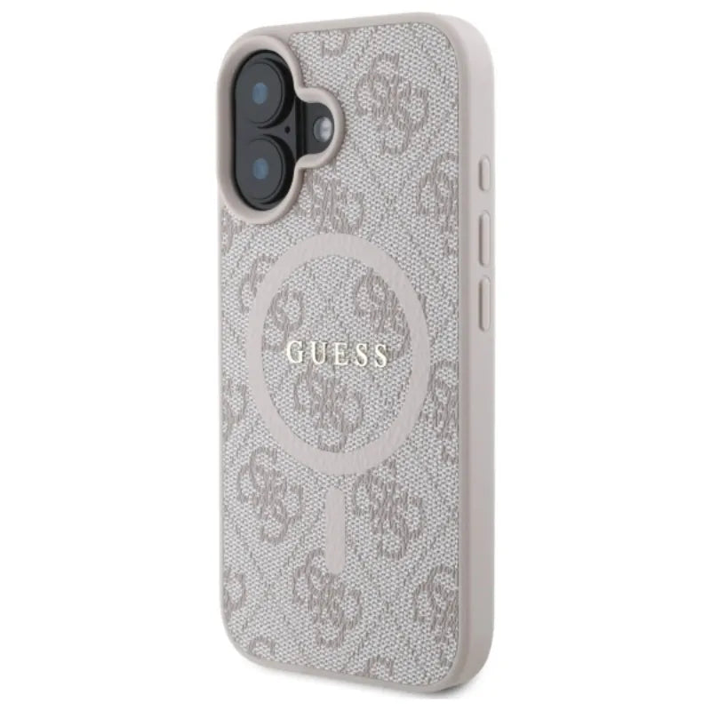 Guess 4G Ring Classic Logo MagSafe – dėklas, skirtas iPhone 16 (rožinis)