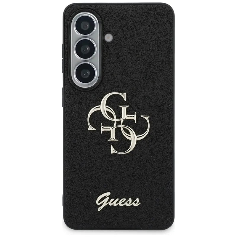 Guess Fixed Glitter Big 4G Metal Logo – dėklas Samsung Galaxy S26 (juodas)