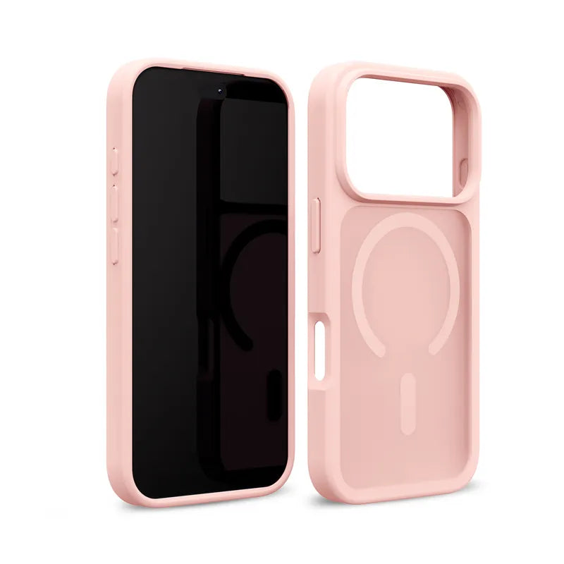 Crong Hybrid Matte Magnetic – MagSafe dėklas, skirtas iPhone 18 Pro Max / 17 Pro Max (rožinis)