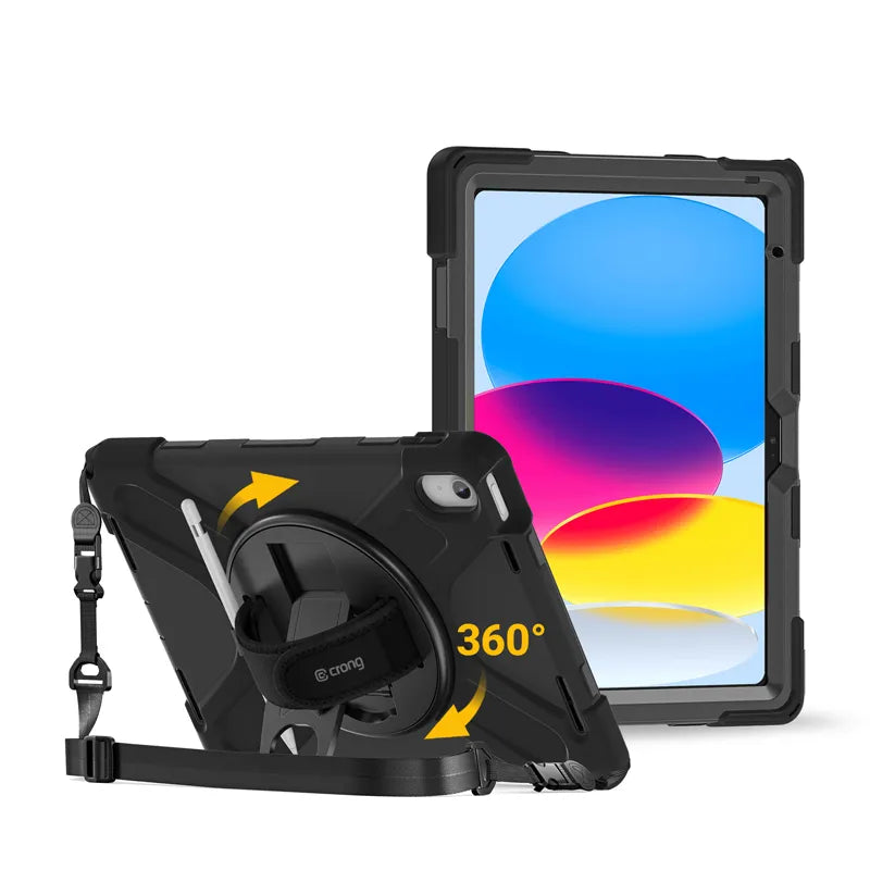 Crong Defender Plus – tvirtas dėklas iPad 11“ A16 (2025) / 10.9“ (2022) (juodas)