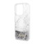 Guess Liquid Glitter Marble – dėklas iPhone 14 Pro (baltas)