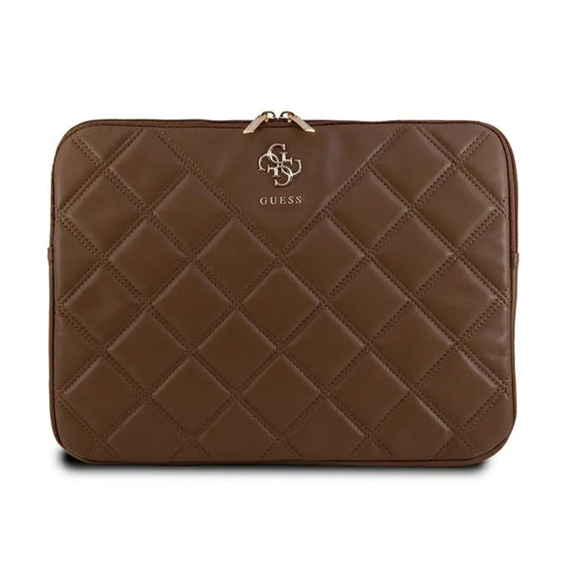 Guess Quilted 4G Sleeve - Dėklas nešiojamam kompiuteriui 13" / 14" (rudos spalvos)