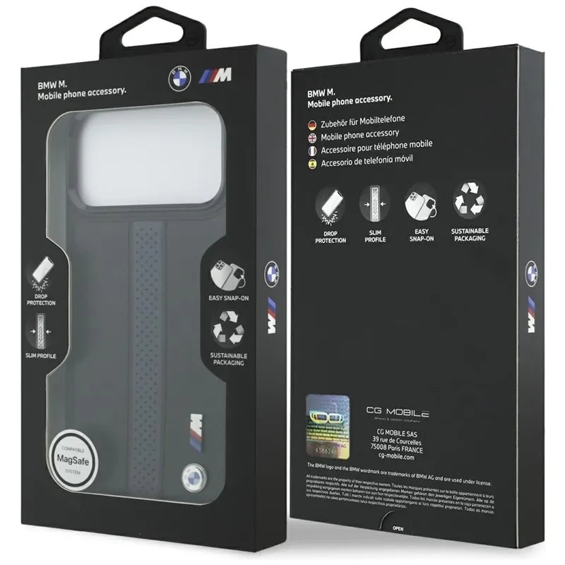 BMW M Perforated Stripe Logo MagSafe - iPhone 17 Pro Max dėklas (mėlynas)