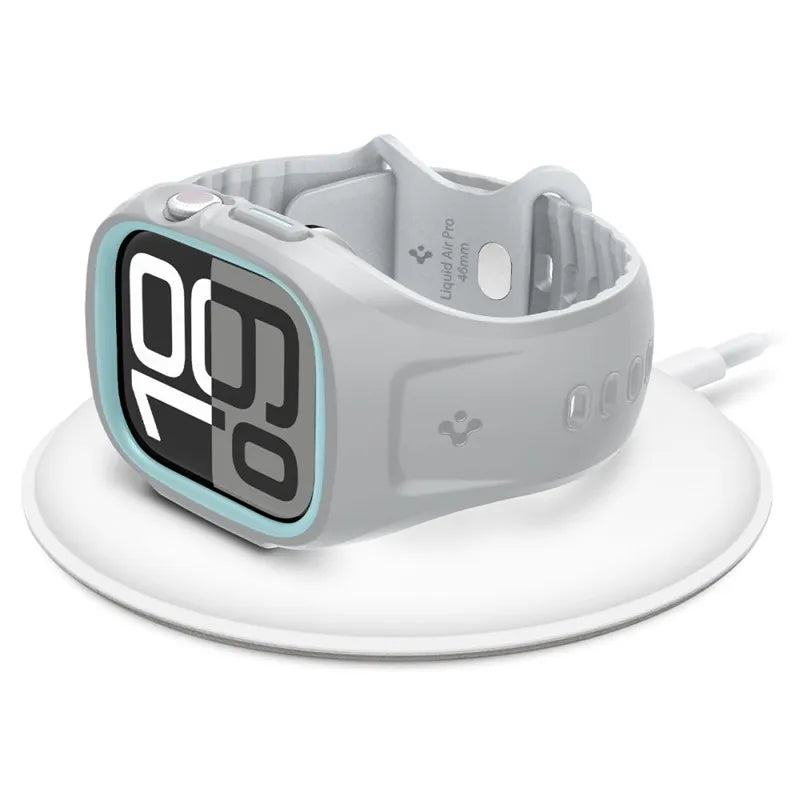 Spigen Liquid Air Pro – dirželis su korpusu, skirtas Apple Watch 10 46 mm (pilkas)