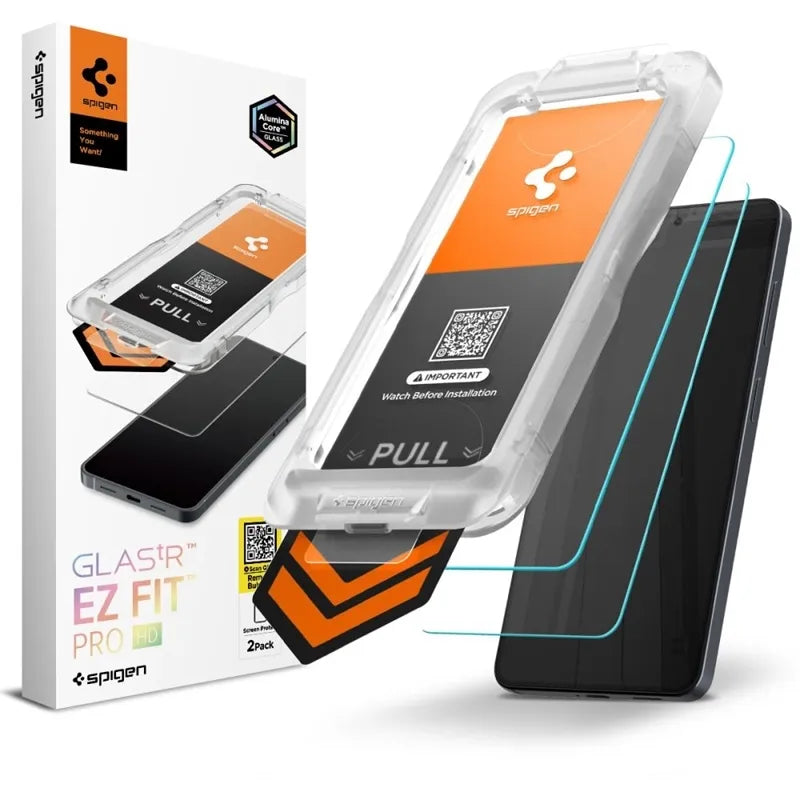 Spigen GLAS.TR EZ Fit Pro AC HD 2-Pack – grūdintas stiklas Samsung Galaxy S26 telefonui (2 vnt.)