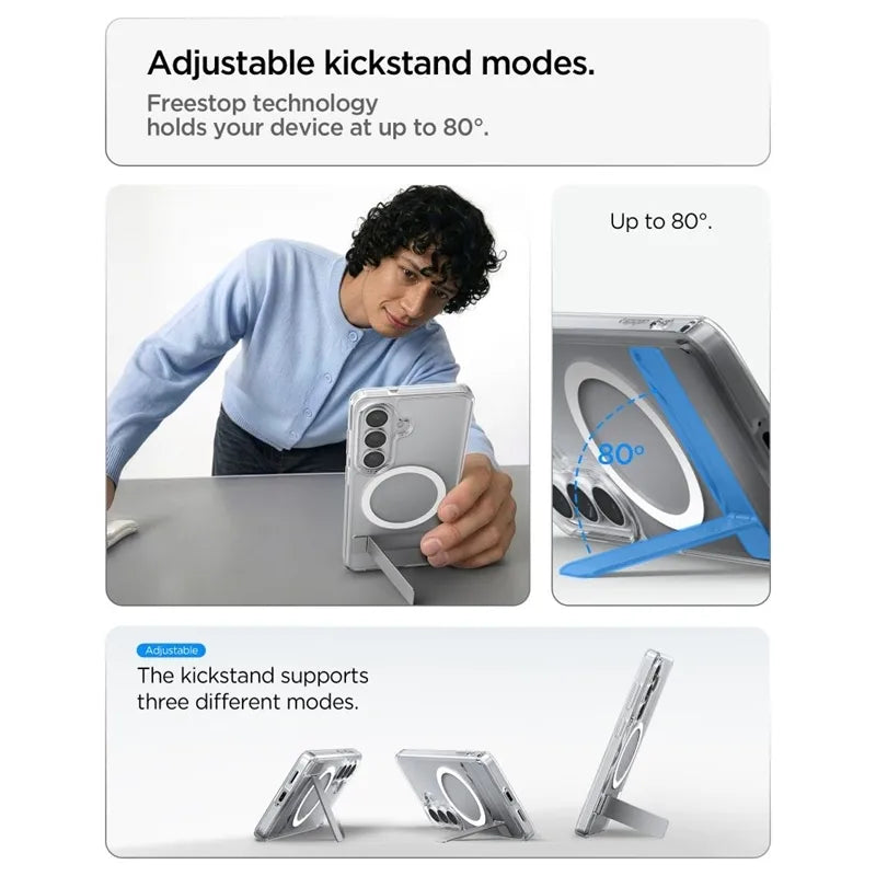 Spigen Ultra Hybrid S Mag MagSafe – dėklas Samsung Galaxy S26 (skaidrus/baltas)