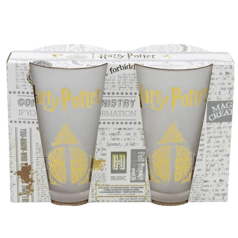 Harry Potter – dviejų 490 ml stiklinių rinkinys dekoratyvinėje dėžutėje iš „Golden Magic“ kolekcijos