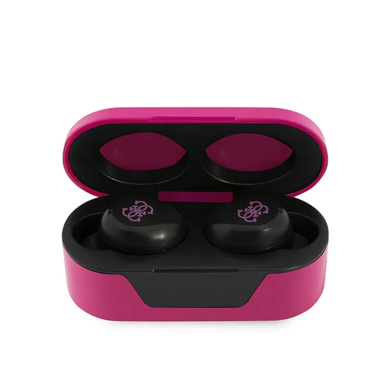 Guess True Wireless ausinės BT5.0 5H - TWS ausinės + įkrovimo dėklas (purpurinė)