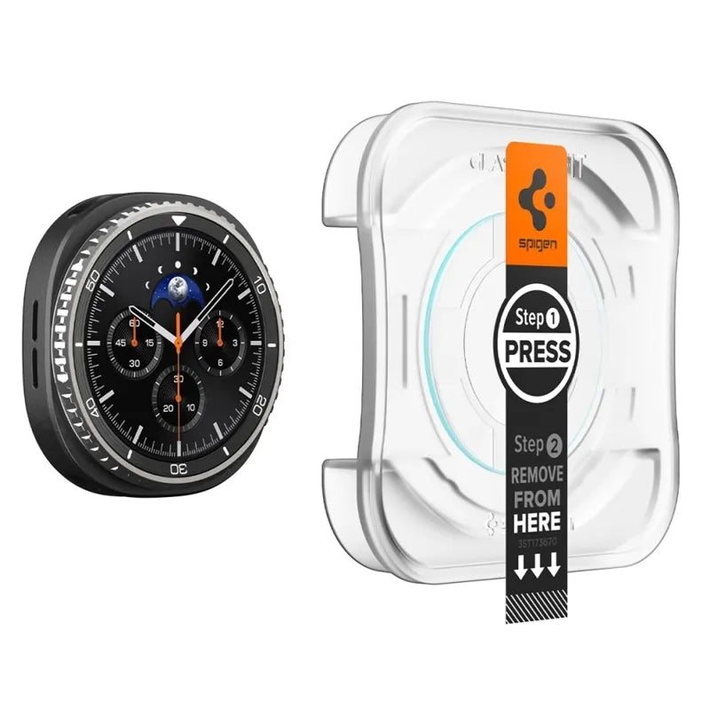 Spigen GLAS.TR EZ FIT 2-Pack – grūdintas stiklas, skirtas Samsung Galaxy Watch 8 Classic 46 mm (2 vnt.)