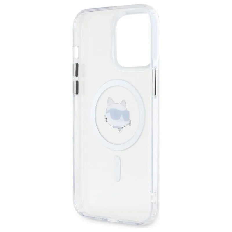 Karl Lagerfeld IML Metal Choupette Head MagSafe - dėklas iPhone 14 Pro Max (baltas)