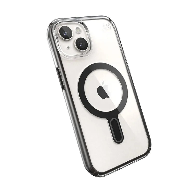 Speck Presidio Perfect-Clear ClickLock & MagSafe dėklas - iPhone 17e / 16e / 15 / 14 / 13 (skaidrus / matinis juodas / pilkas)