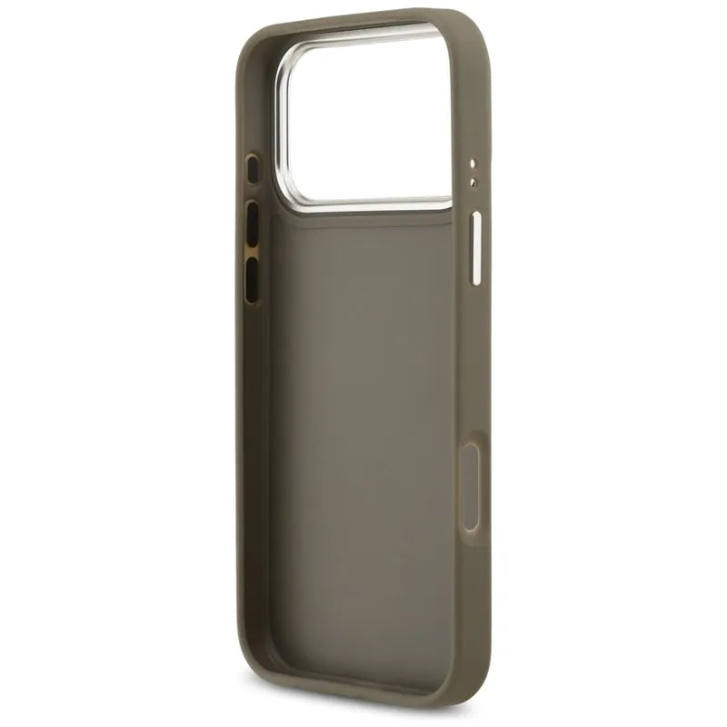 Guess Grained Big 4G Classic Logo – dėklas, skirtas iPhone 17 Pro Max (rudas)
