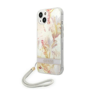 Guess Flower Cord – dėklas iPhone 14 Plus telefonui (violetinis)