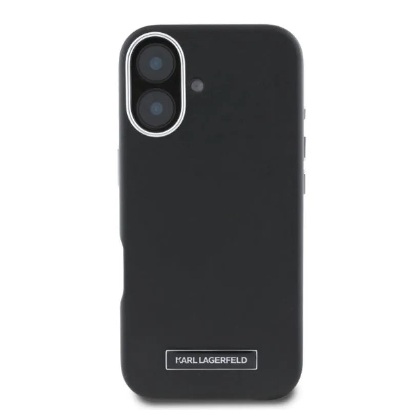 Karl Lagerfeld FW Metal Plate MagSafe – dėklas iPhone 16 (juodas)