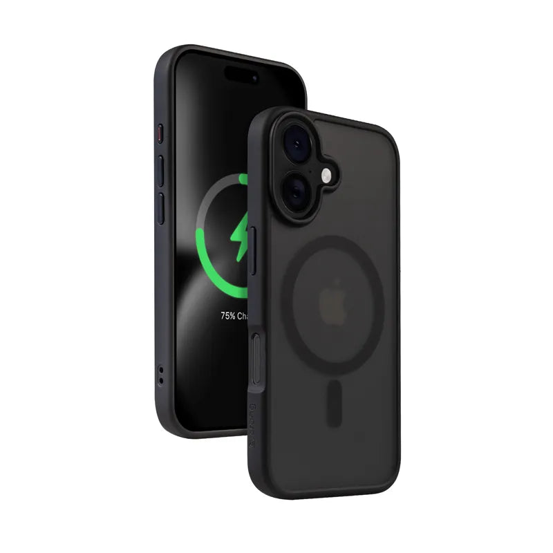 Crong Hybrid Frost MAG Cover – dėklas su MagSafe skirtas iPhone 16 (juodas)