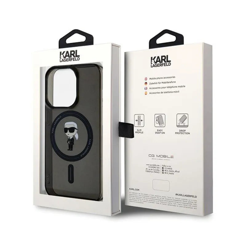Karl Lagerfeld IML Ikonik MagSafe - iPhone 15 Pro Max dėklas (juodas)