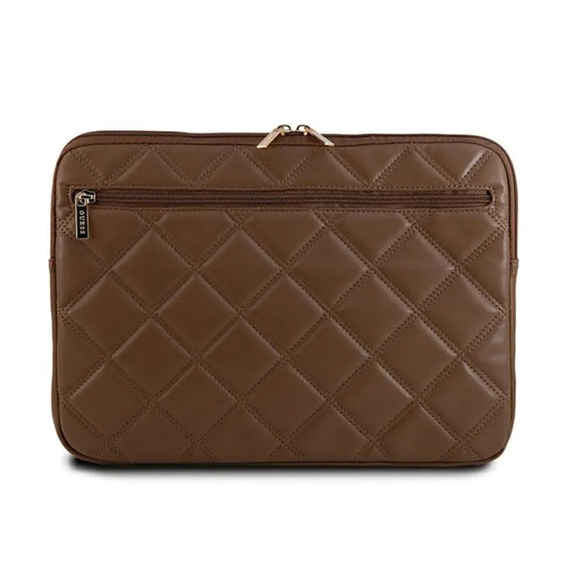 Guess Quilted 4G Sleeve - Dėklas nešiojamam kompiuteriui 13" / 14" (rudos spalvos)
