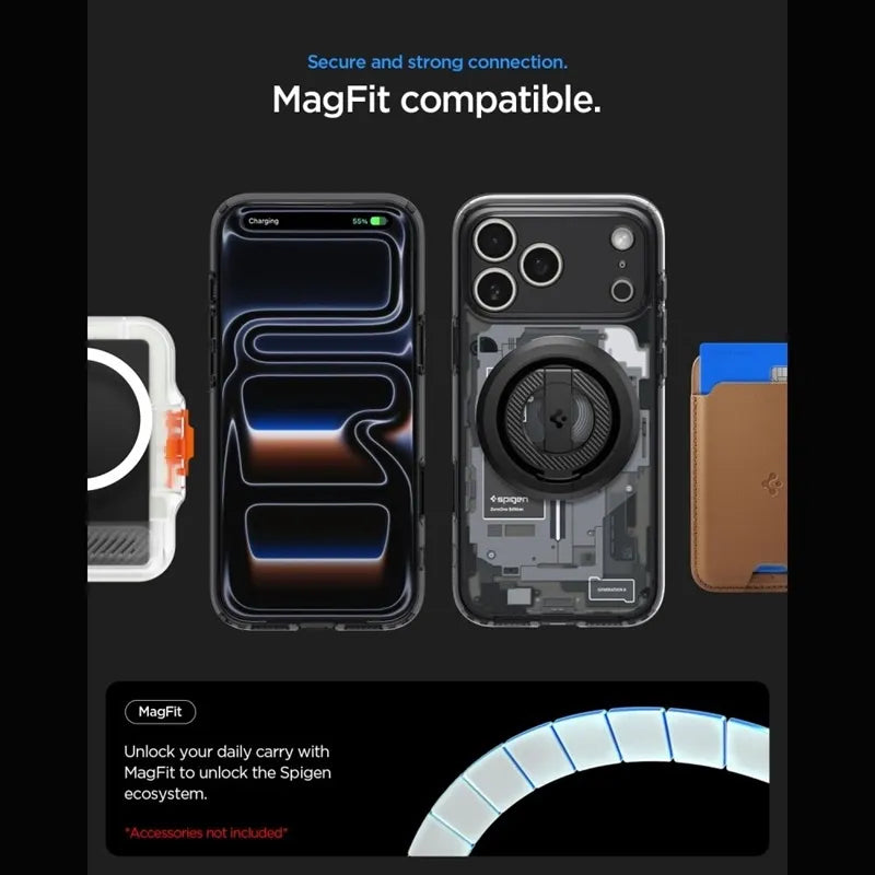 Spigen Ultra Hybrid Mag MagSafe – dėklas, skirtas iPhone 18 Pro Max / 17 Pro Max (Zero One Black)