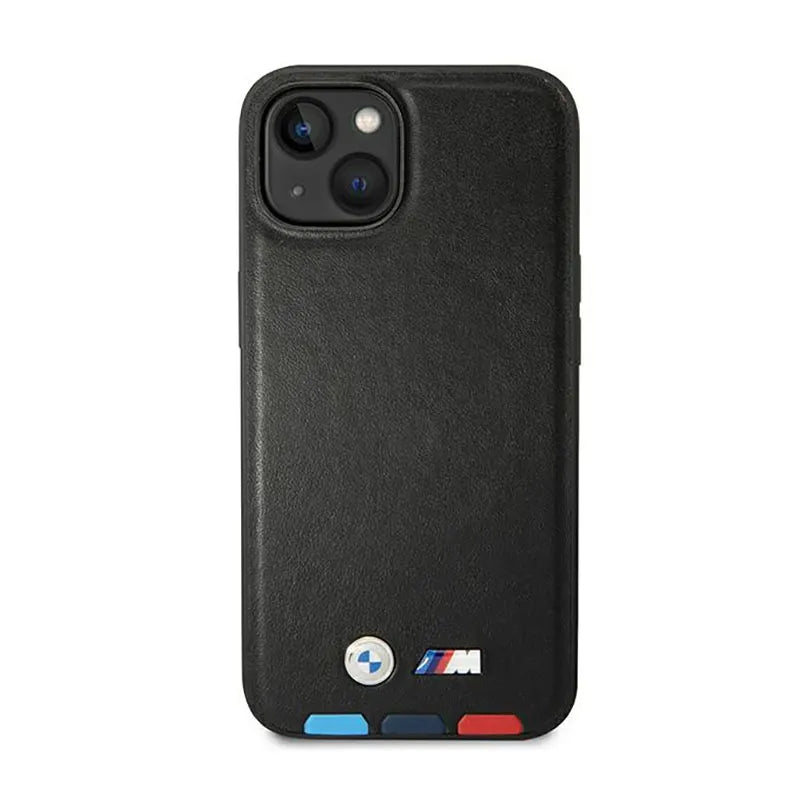 BMW Leather Hot Stamp Tricolor MagSafe – dėklas iPhone 14 Plus (juodas)