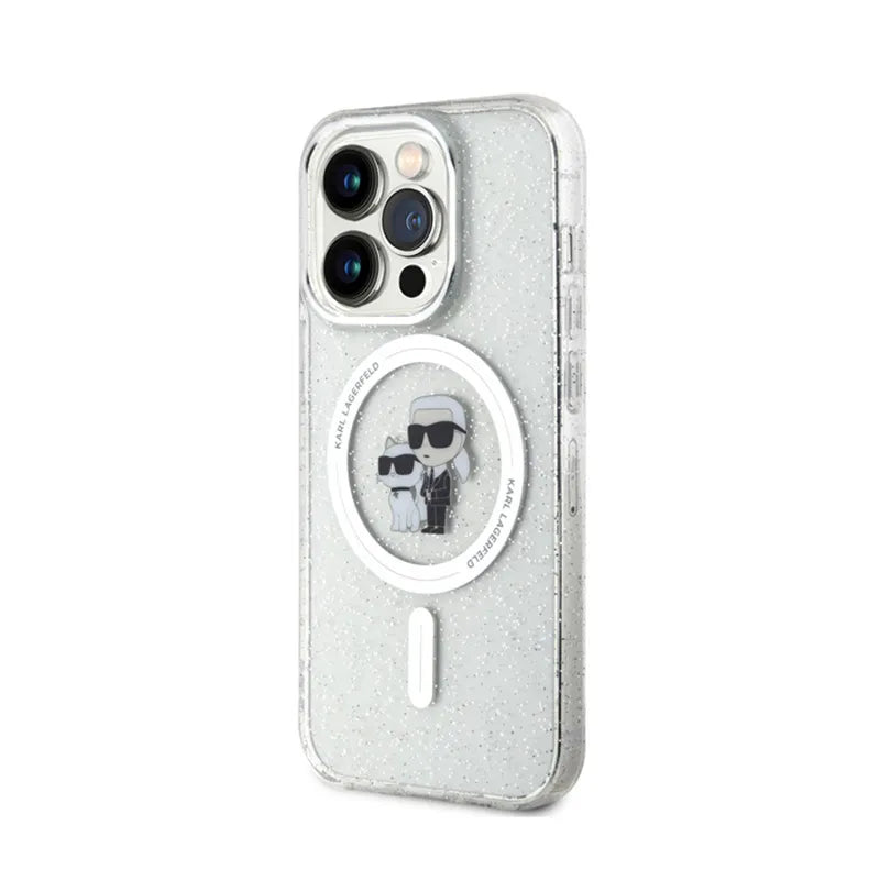 Karl Lagerfeld Karl & Choupette Glitter Magsafe - Dėklas iPhone 15 Pro (Skaidrus)