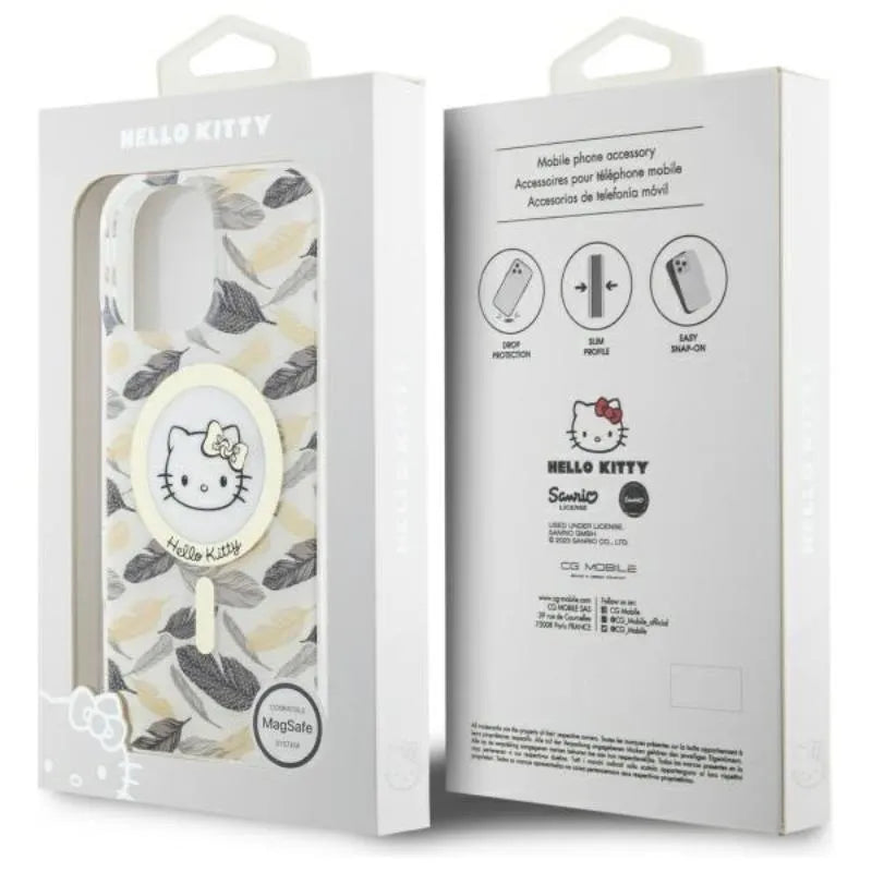 Hello Kitty IML Golden Leaves MagSafe – Dėklas, skirtas iPhone 16 Pro Max (baltas)