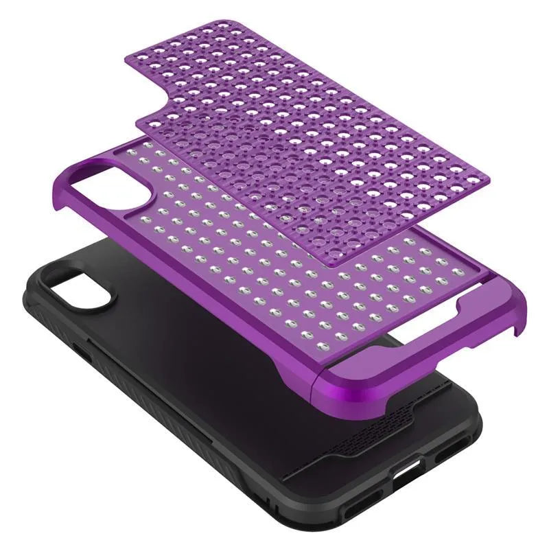 Zizo Star Diamond hibridinis dėklas, skirtas iPhone X (violetinis/juodas)