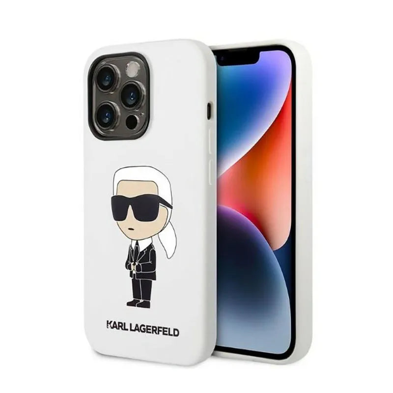 Karl Lagerfeld Silicone NFT Ikonik – dėklas iPhone 14 Pro Max (baltas)