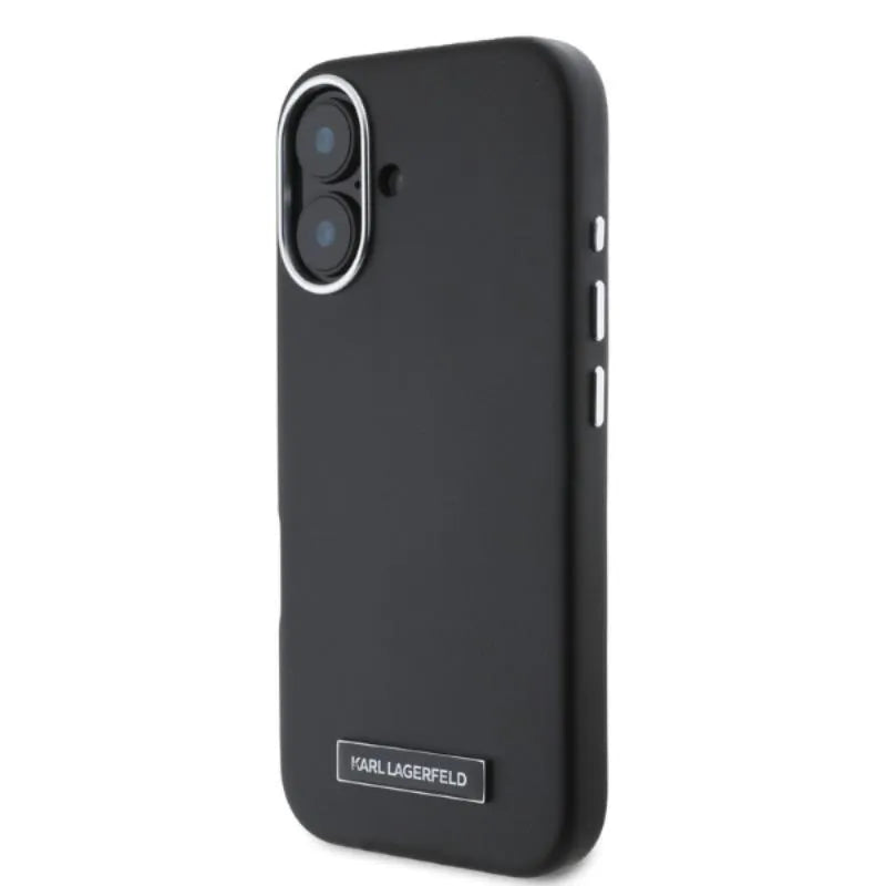 Karl Lagerfeld FW Metal Plate MagSafe – dėklas iPhone 16 (juodas)